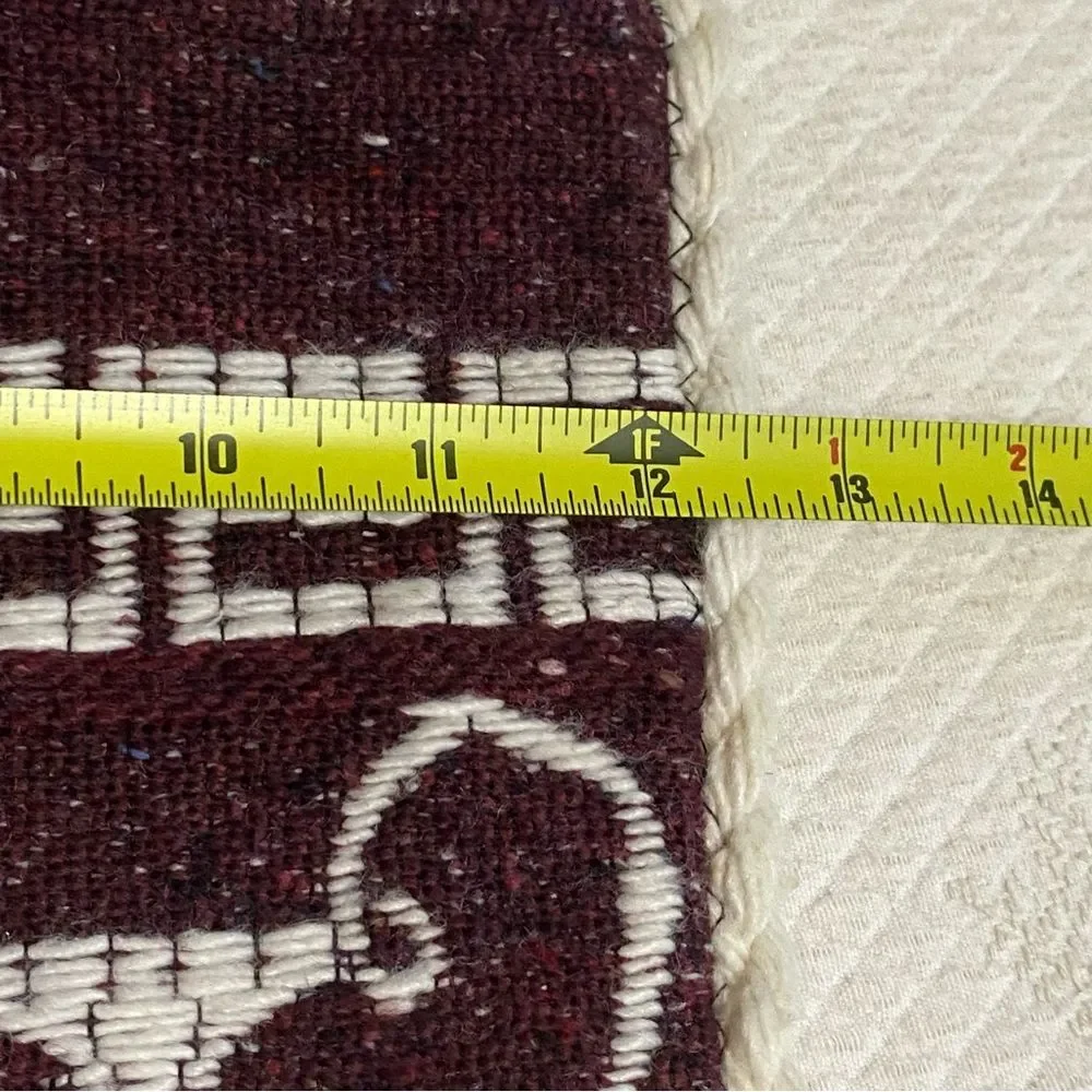 Bohemian Hippie Style Woven Bag 15X12 Maroon & White Rectangle Crossbody NWOT